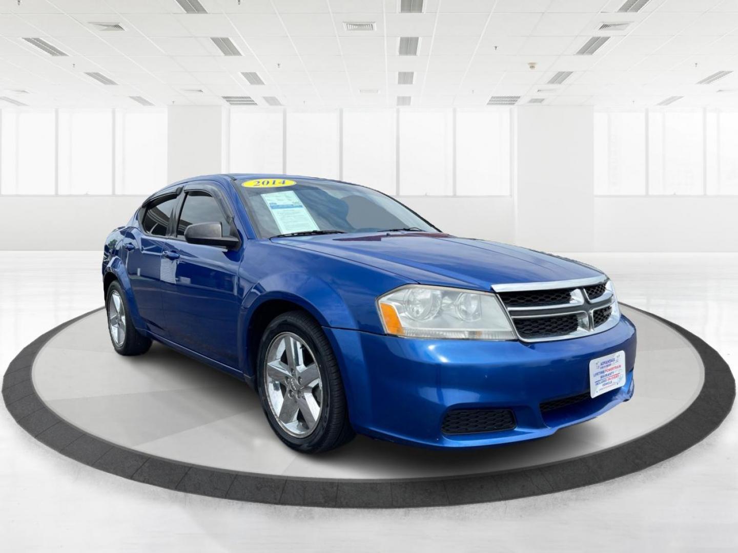 2014 Blue Streak Pearlcoat Dodge Avenger SE (1C3CDZAG1EN) with an 3.6L V6 DOHC 24V FFV engine, 6-Speed Automatic transmission, located at 1099 N County Rd 25A, Troy, OH, 45373, (937) 908-9800, 40.057079, -84.212883 - Photo#0