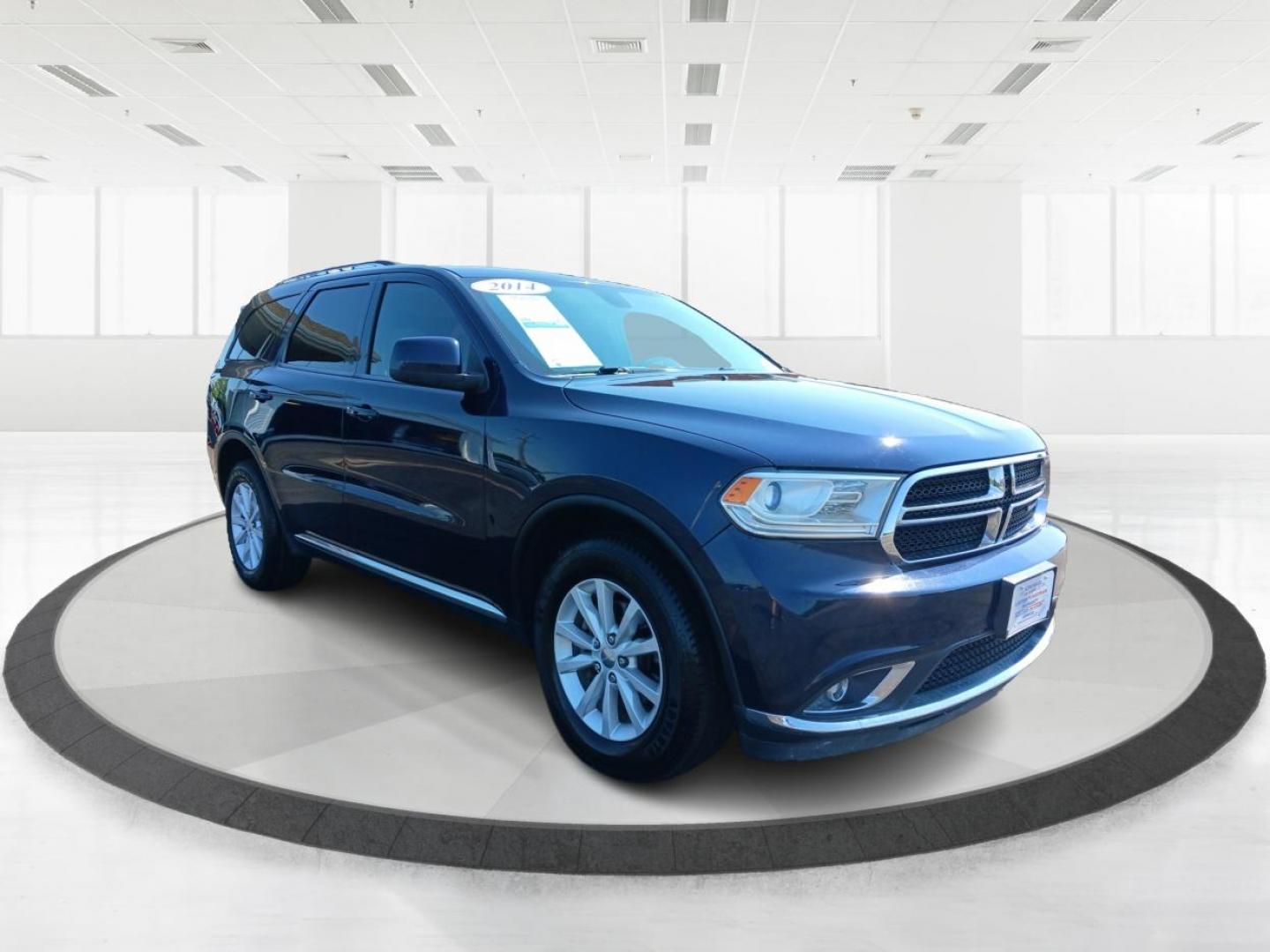 2014 True Blue Pearlcoat Dodge Durango SXT AWD (1C4RDJAG1EC) with an 3.6L V6 DOHC 24V engine, 8-Speed Automatic transmission, located at 880 E. National Road, Vandalia, OH, 45377, (937) 908-9800, 39.891918, -84.183594 - Photo#0