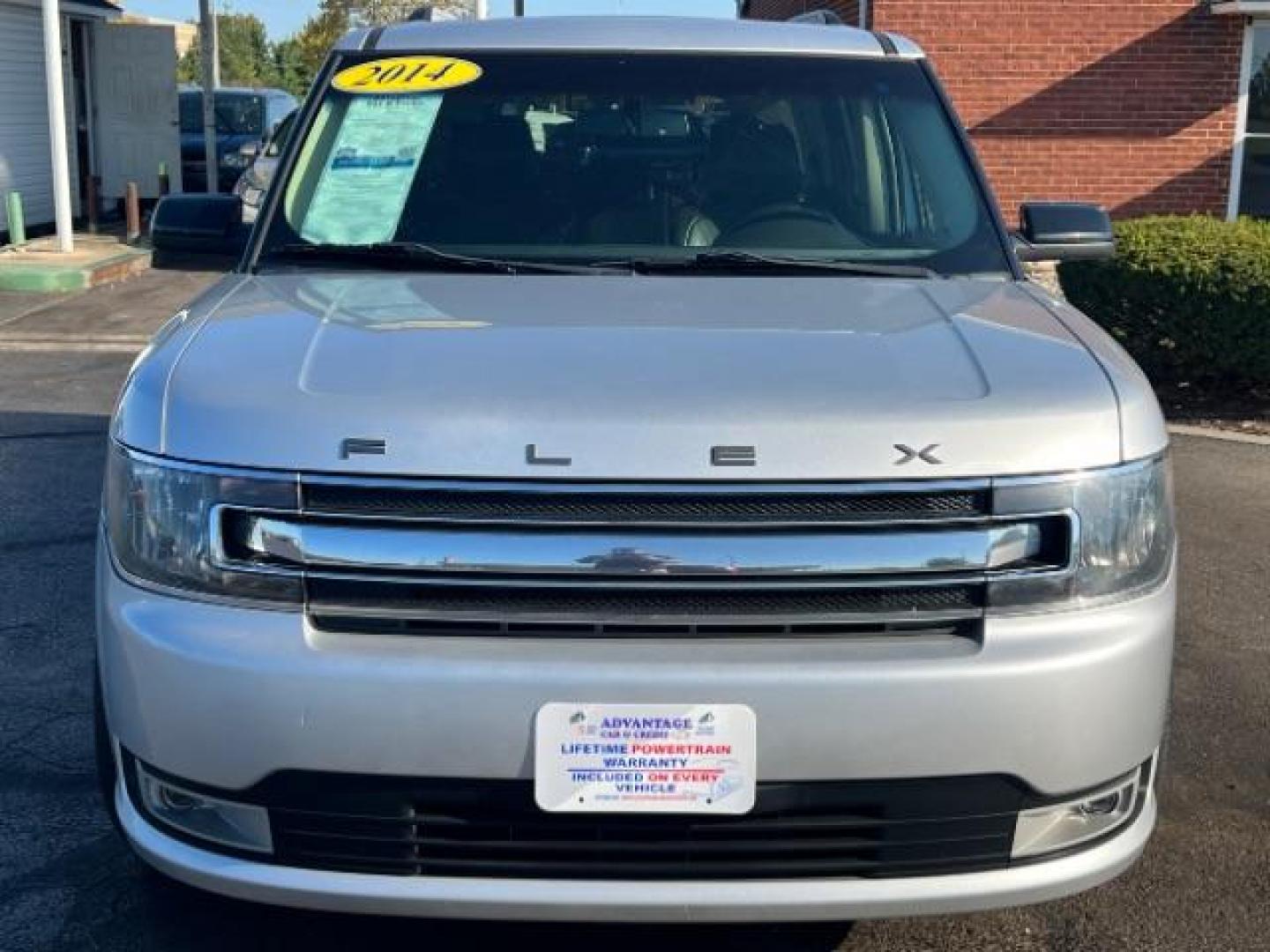 2014 Ingot Silver Metallic Ford Flex SEL FWD (2FMGK5C88EB) with an 3.5L V6 DOHC 24V engine, 6-Speed Automatic Overdrive transmission, located at 880 E. National Road, Vandalia, OH, 45377, (937) 908-9800, 39.891918, -84.183594 - Photo#1