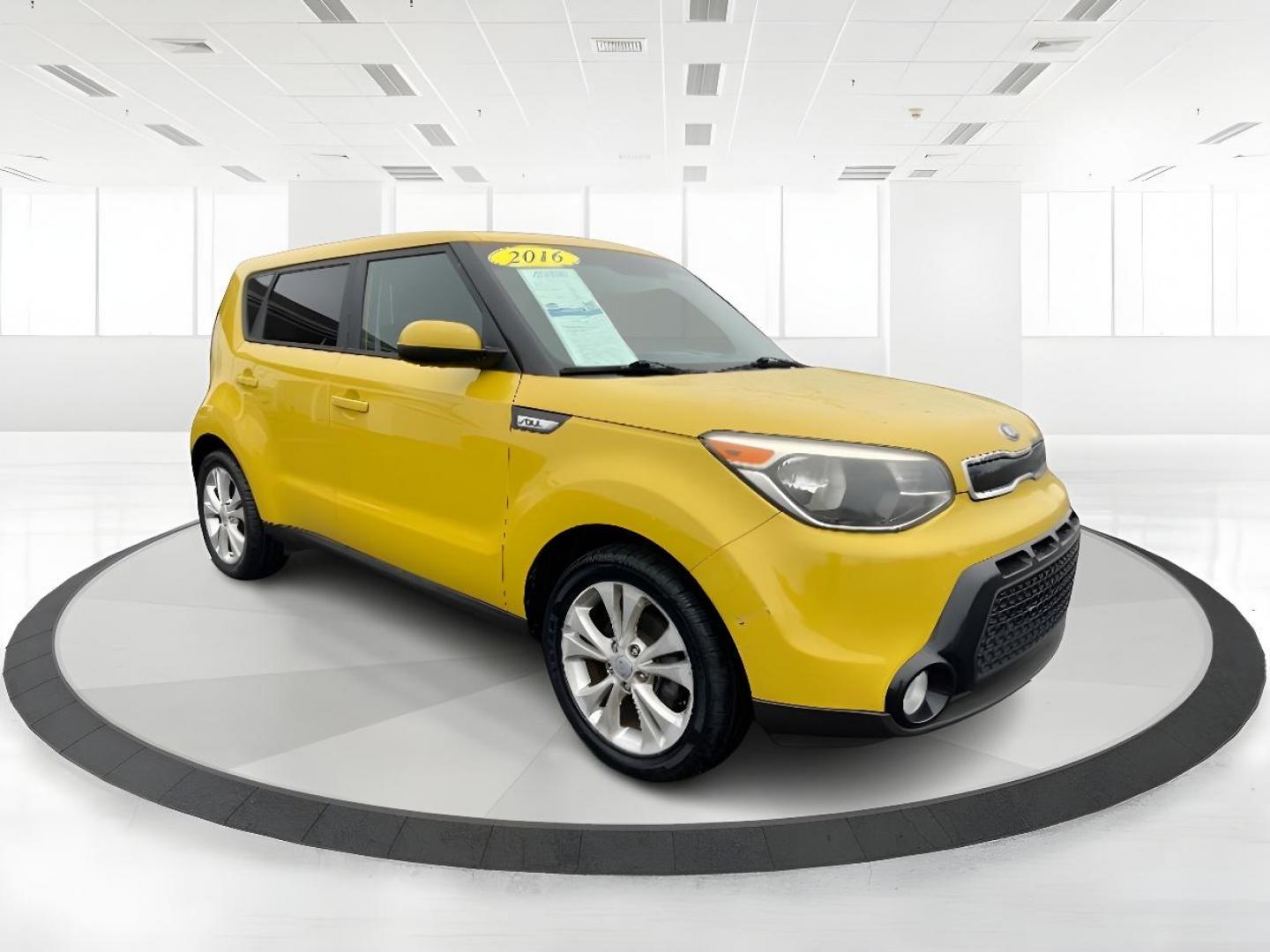 2016 Solar Yellow Kia Soul + (KNDJP3A51G7) with an 2.0L L4 DOHC 16V engine, 6A transmission, located at 1099 N County Rd 25A, Troy, OH, 45373, (937) 908-9800, 40.057079, -84.212883 - Photo#0