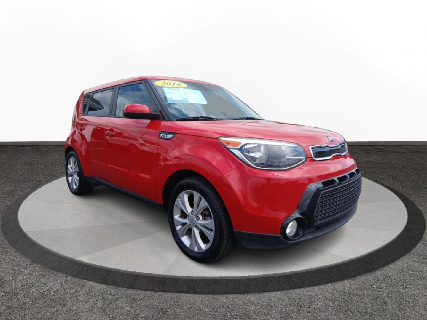 2016 Inferno Red Kia Soul + (KNDJP3A50G7) with an 2.0L L4 DOHC 16V engine, 6-Speed Automatic transmission, located at 401 Woodman Dr, Riverside, OH, 45431, (937) 908-9800, 39.760899, -84.123421 - Photo#0