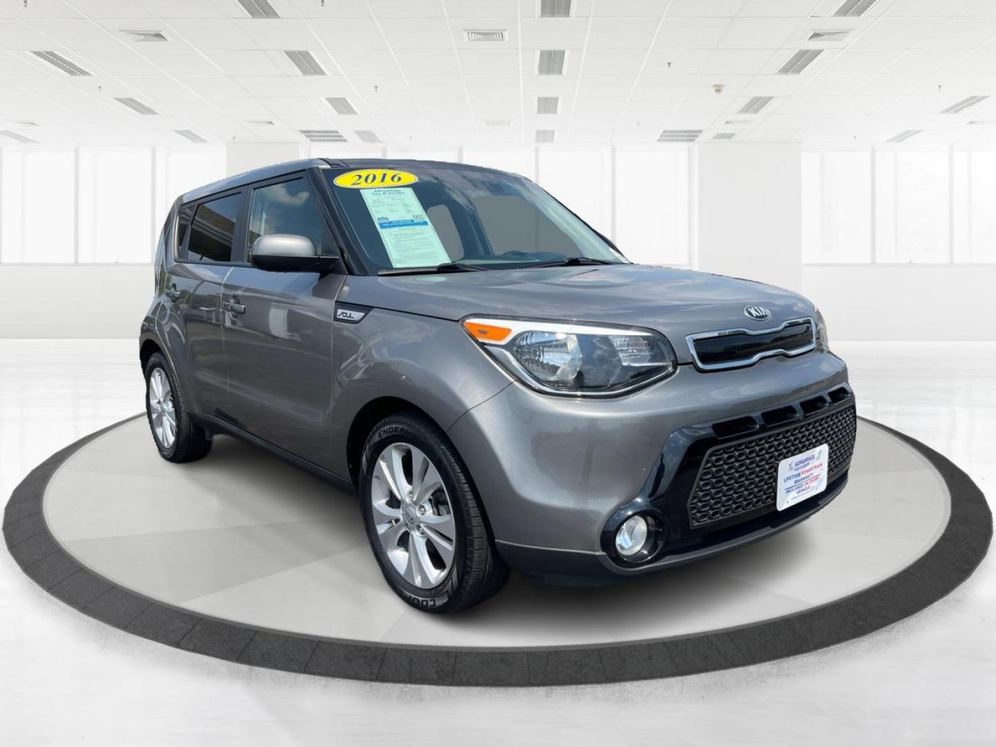 2016 Titanium Gray Kia Soul + (KNDJP3A5XG7) with an 2.0L L4 DOHC 16V engine, 6-Speed Automatic transmission, located at 1230 East Main St, Xenia, OH, 45385, (937) 908-9800, 39.688026, -83.910172 - Photo#0